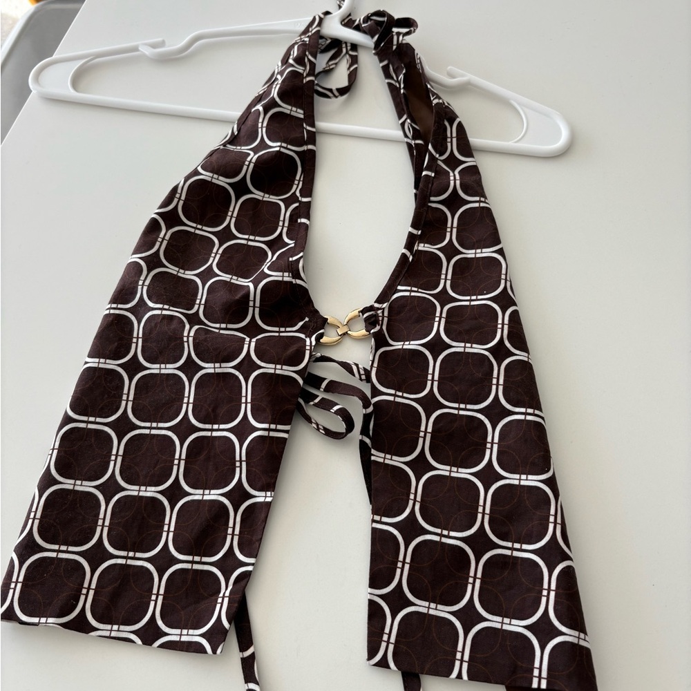 Groovy Brown and White backless Top